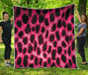 Hot Pink And Black Cheetah Print Quilt