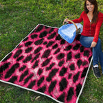 Hot Pink And Black Cheetah Print Quilt