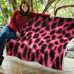 Hot Pink And Black Cheetah Print Quilt