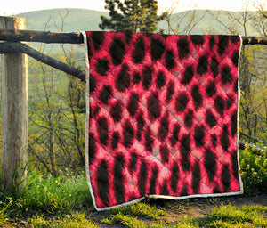 Hot Pink And Black Cheetah Print Quilt