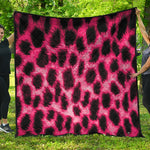 Hot Pink And Black Cheetah Print Quilt