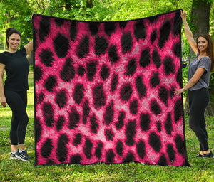 Hot Pink And Black Cheetah Print Quilt