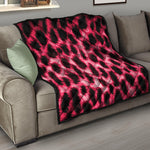 Hot Pink And Black Cheetah Print Quilt