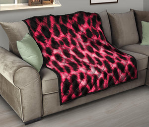 Hot Pink And Black Cheetah Print Quilt