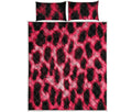 Hot Pink And Black Cheetah Print Quilt Bed Set