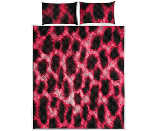 Hot Pink And Black Cheetah Print Quilt Bed Set