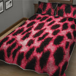 Hot Pink And Black Cheetah Print Quilt Bed Set