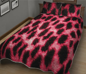 Hot Pink And Black Cheetah Print Quilt Bed Set