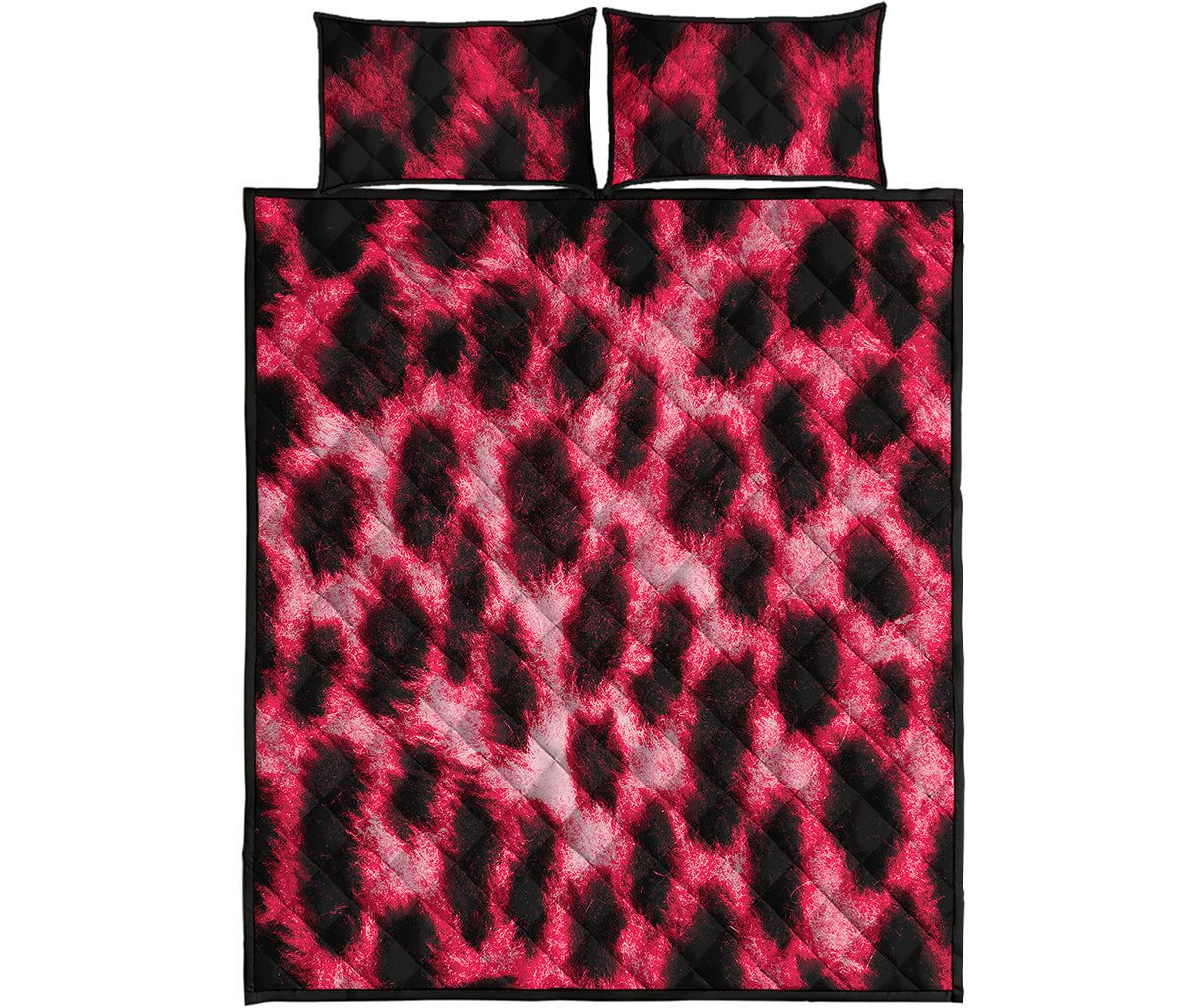 Hot Pink And Black Cheetah Print Quilt Bed Set