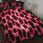 Hot Pink And Black Cheetah Print Quilt Bed Set