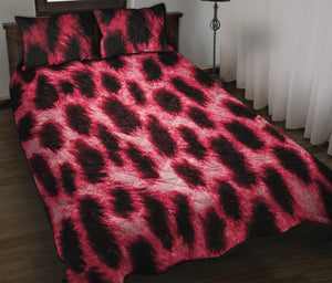 Hot Pink And Black Cheetah Print Quilt Bed Set