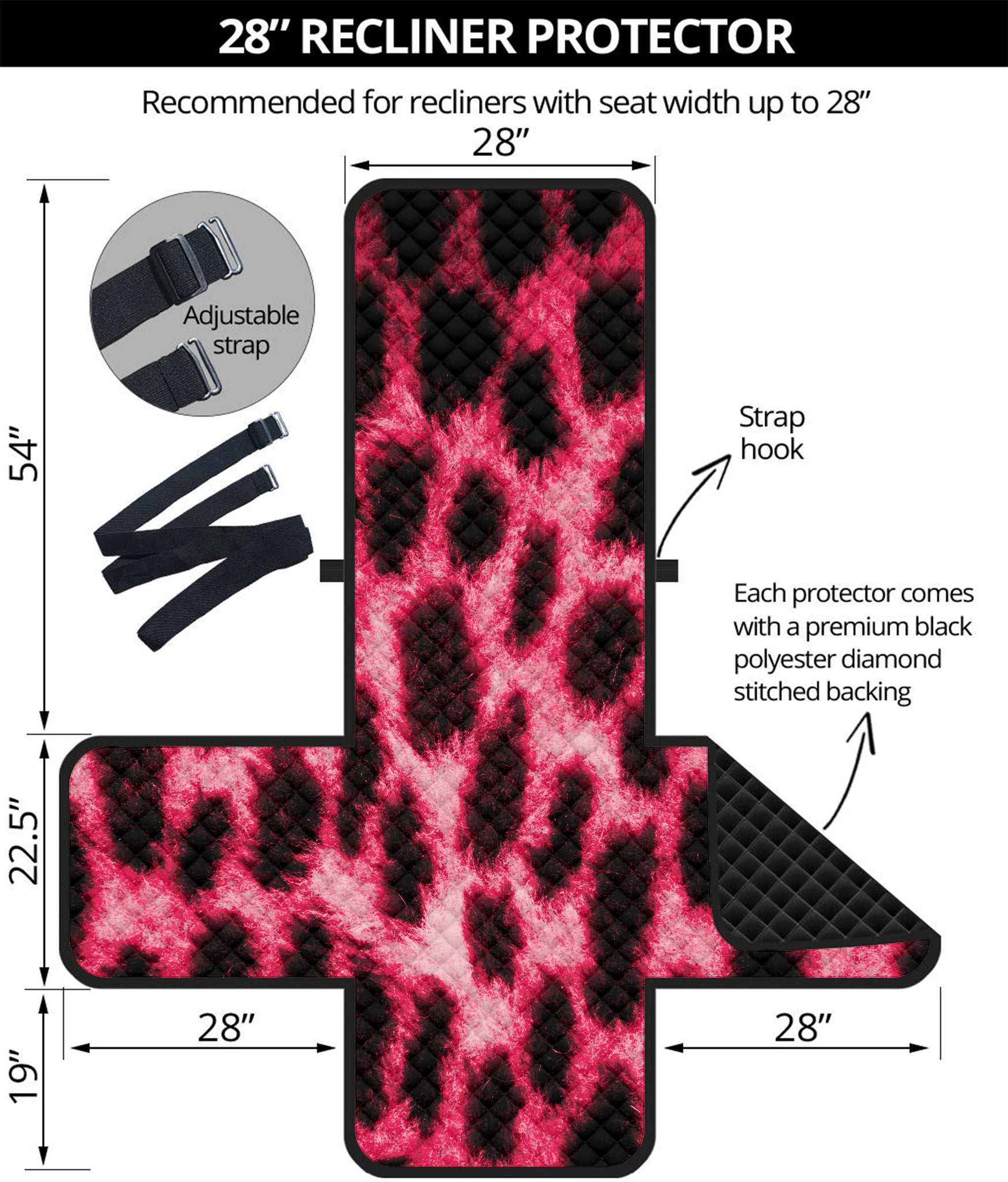 Hot Pink And Black Cheetah Print Recliner Protector