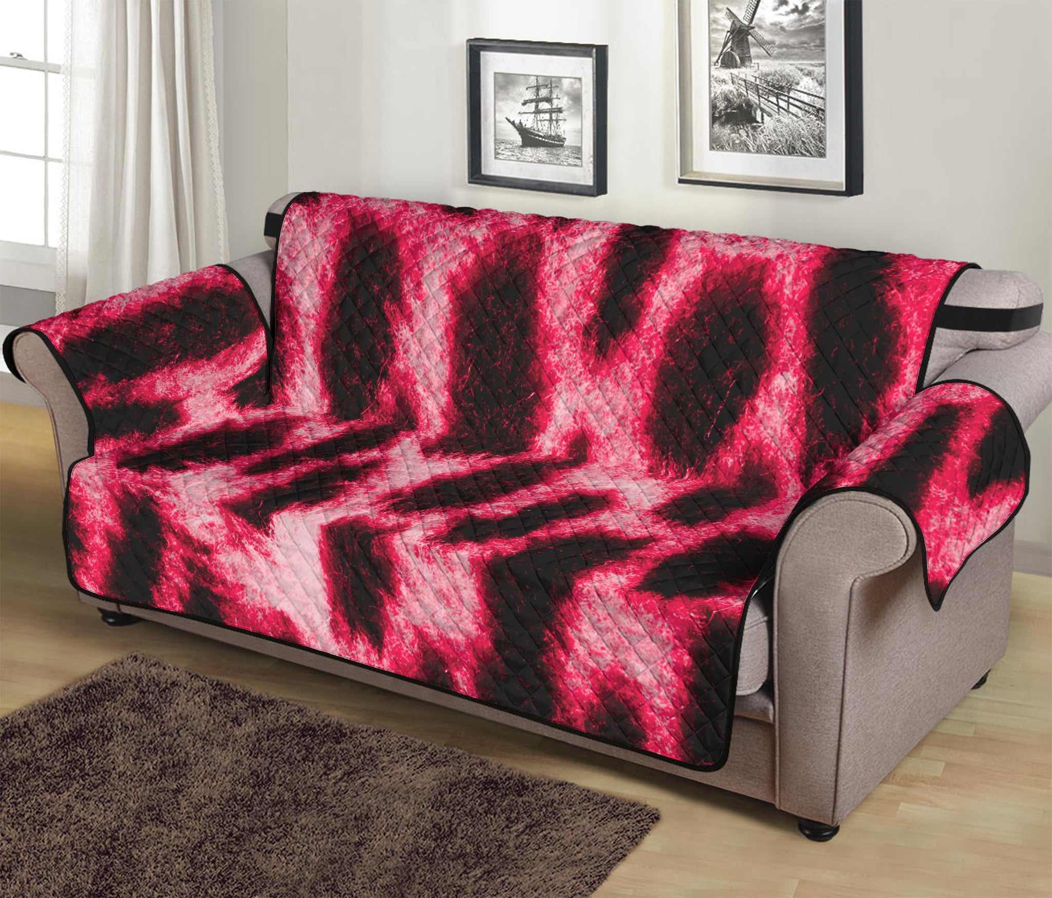 Hot Pink And Black Cheetah Print Sofa Protector