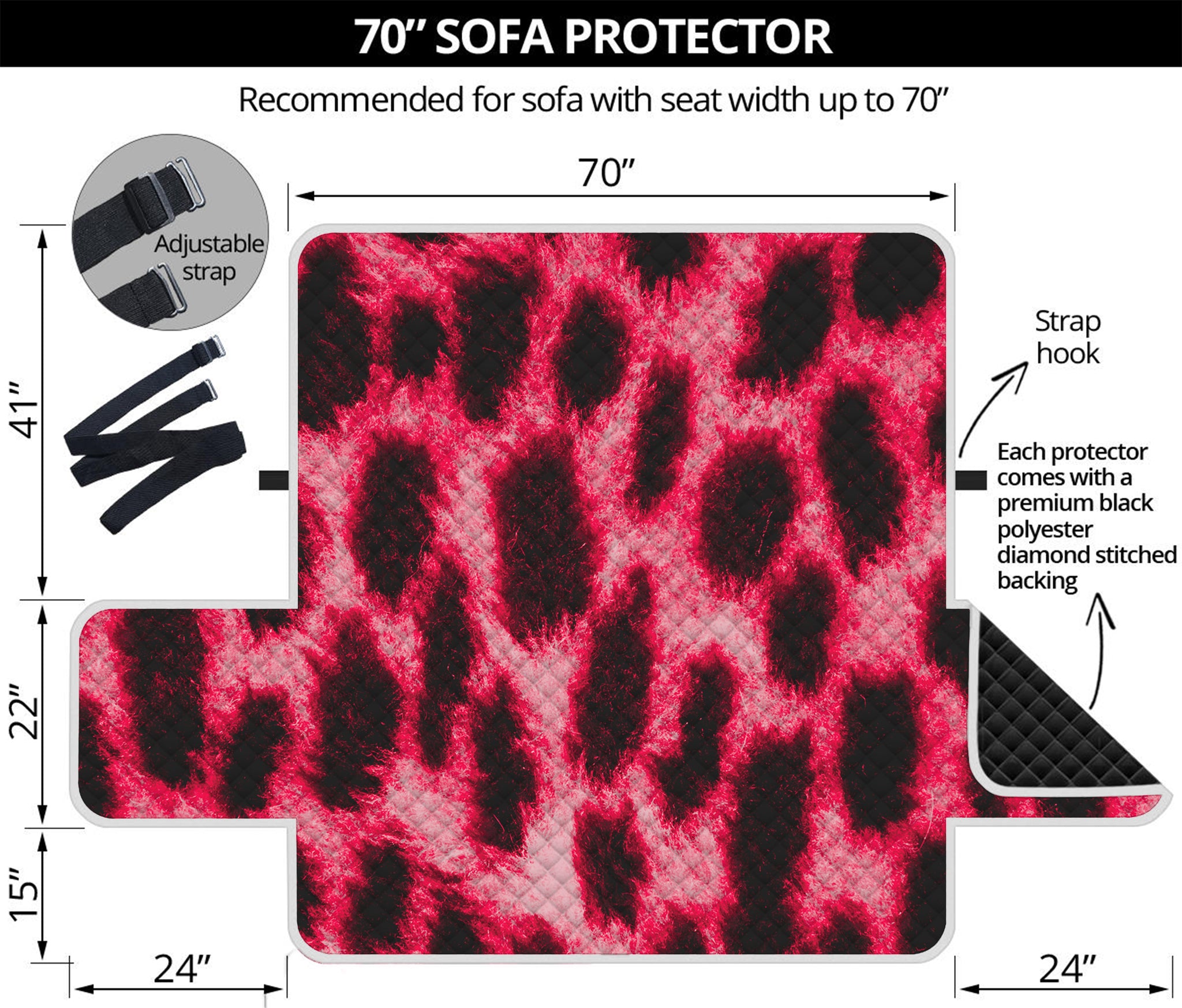 Hot Pink And Black Cheetah Print Sofa Protector