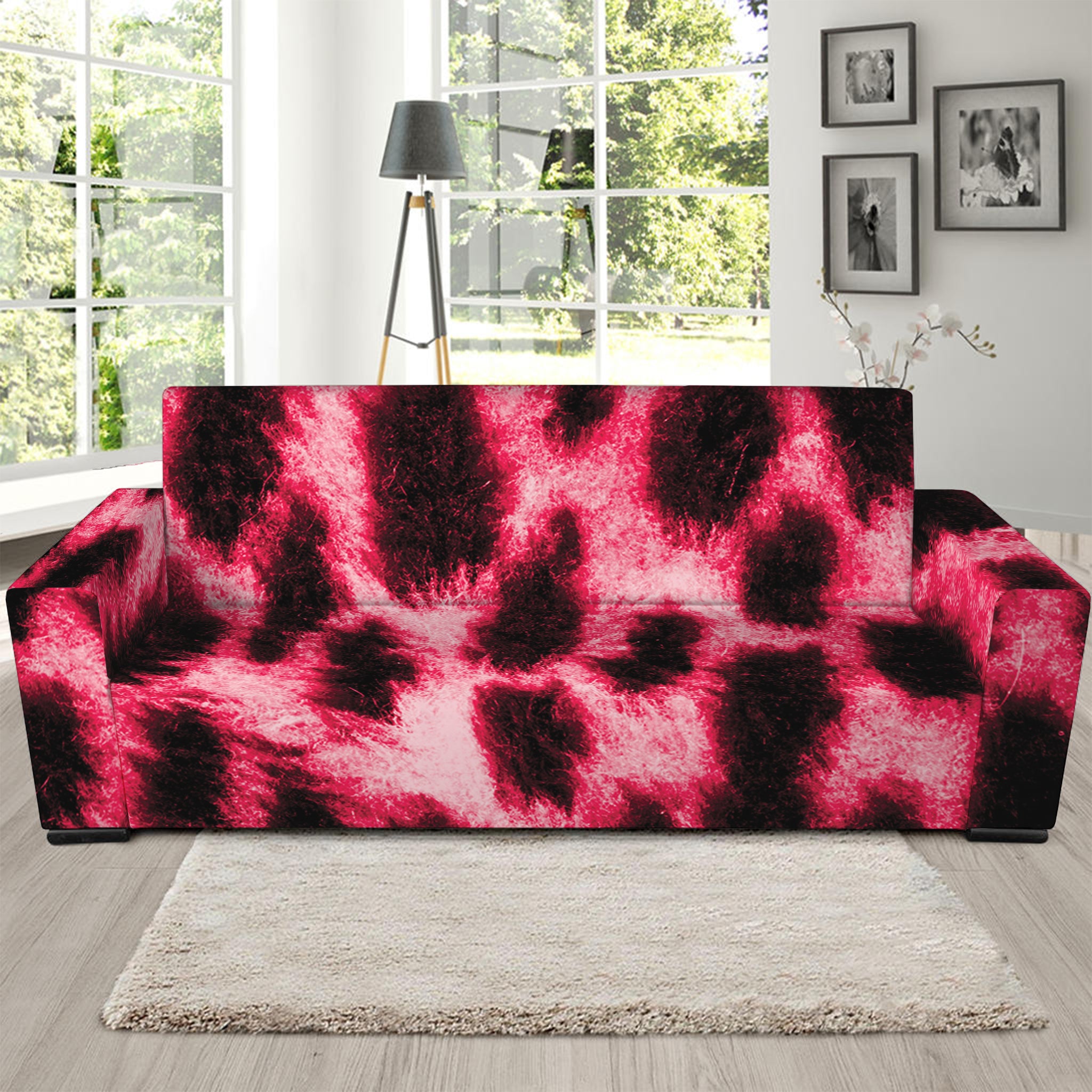 Hot Pink And Black Cheetah Print Sofa Slipcover