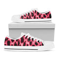 Hot Pink And Black Cheetah Print White Low Top Sneakers