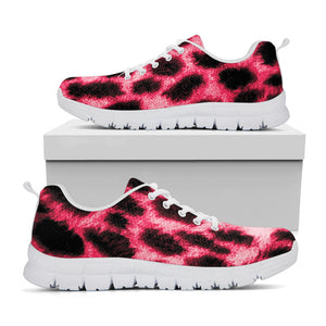 Hot Pink And Black Cheetah Print White Sneakers