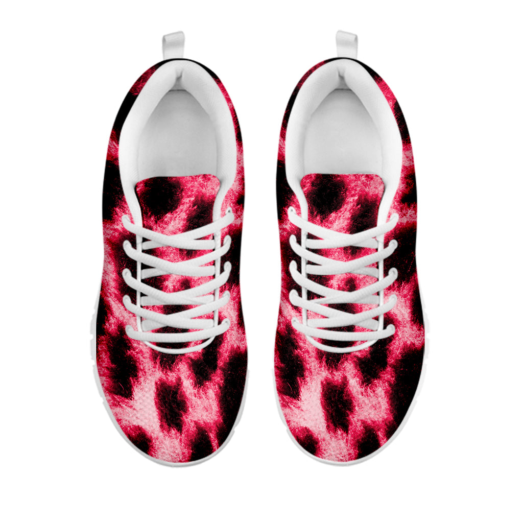 Hot Pink And Black Cheetah Print White Sneakers