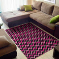 Hot Pink And Black Chevron Pattern Print Floor Mat