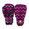 Hot Pink And Black Chevron Pattern Print Boxing Gloves