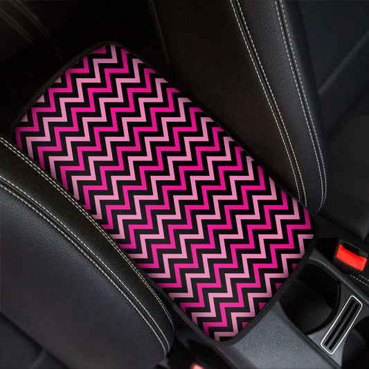 Hot Pink And Black Chevron Pattern Print Car Center Console Cover