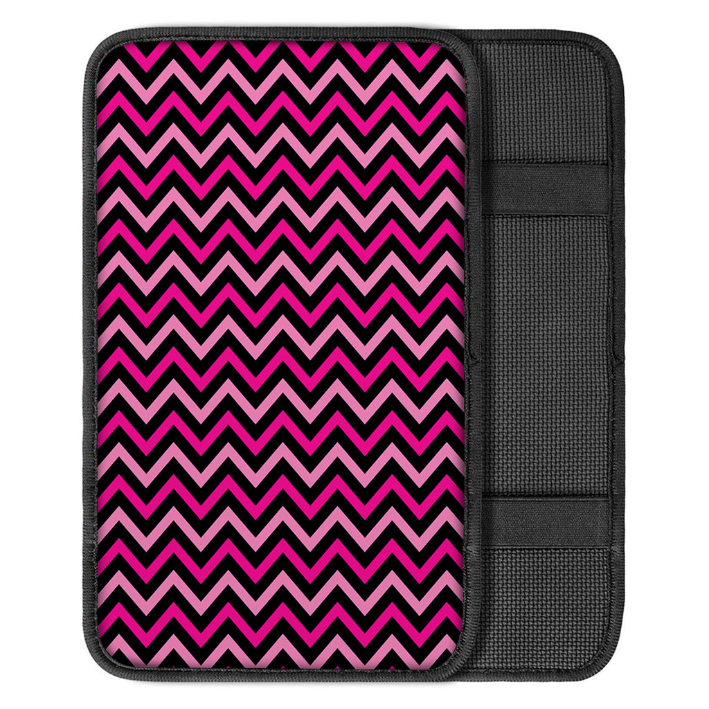 Hot Pink And Black Chevron Pattern Print Car Center Console Cover