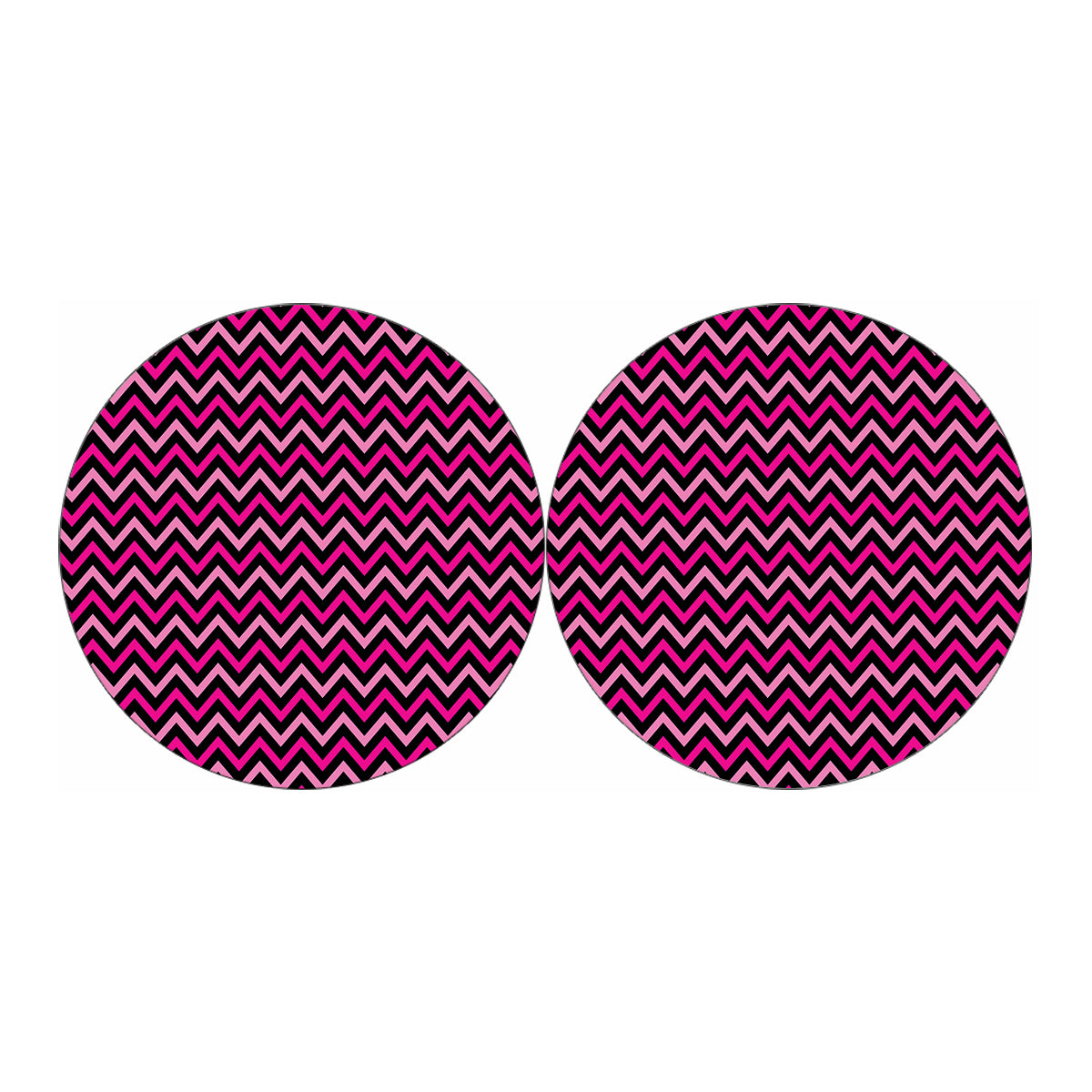 Hot Pink And Black Chevron Pattern Print Car Coasters