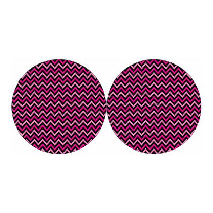 Hot Pink And Black Chevron Pattern Print Car Coasters
