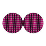 Hot Pink And Black Chevron Pattern Print Car Coasters