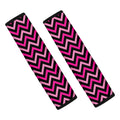 Hot Pink And Black Chevron Pattern Print Car Seat Belt Covers