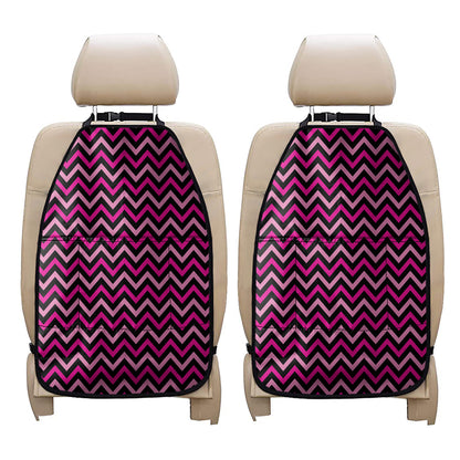 Hot Pink And Black Chevron Pattern Print Car Seat Organizers