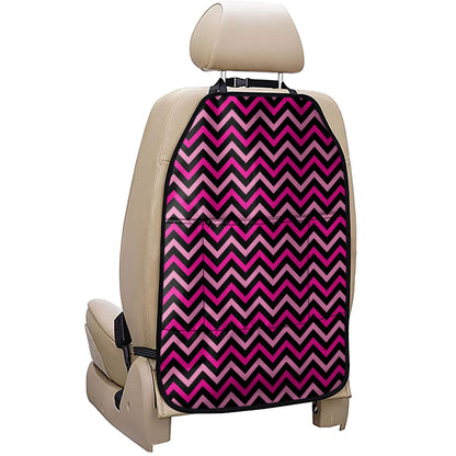 Hot Pink And Black Chevron Pattern Print Car Seat Organizers