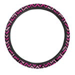 Hot Pink And Black Chevron Pattern Print Car Steering Wheel Cover