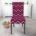 Hot Pink And Black Chevron Pattern Print Dining Chair Slipcover
