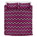 Hot Pink And Black Chevron Pattern Print Duvet Cover Bedding Set