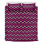 Hot Pink And Black Chevron Pattern Print Duvet Cover Bedding Set