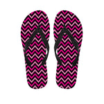 Hot Pink And Black Chevron Pattern Print Flip Flops