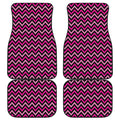 Hot Pink And Black Chevron Pattern Print Front and Back Car Floor Mats