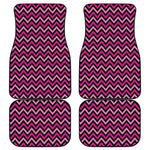 Hot Pink And Black Chevron Pattern Print Front and Back Car Floor Mats