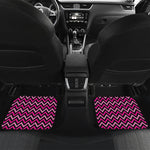 Hot Pink And Black Chevron Pattern Print Front and Back Car Floor Mats