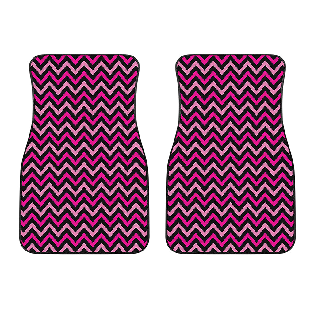 Hot Pink And Black Chevron Pattern Print Front Car Floor Mats