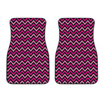Hot Pink And Black Chevron Pattern Print Front Car Floor Mats