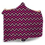 Hot Pink And Black Chevron Pattern Print Hooded Blanket