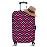Hot Pink And Black Chevron Pattern Print Luggage Cover