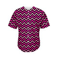 Hot Pink And Black Chevron Pattern Print Men's Baseball Jersey