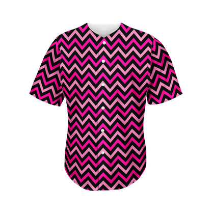 Hot Pink And Black Chevron Pattern Print Men's Baseball Jersey