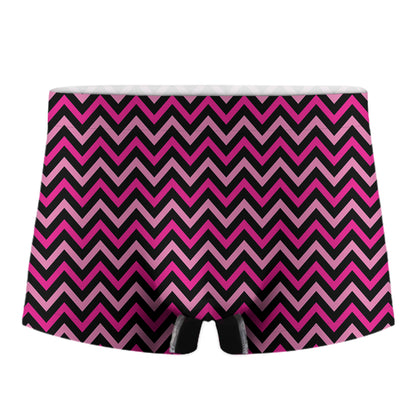 Hot Pink And Black Chevron Pattern Print Men's Boxer Briefs