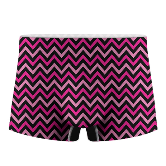 Hot Pink And Black Chevron Pattern Print Men's Boxer Briefs