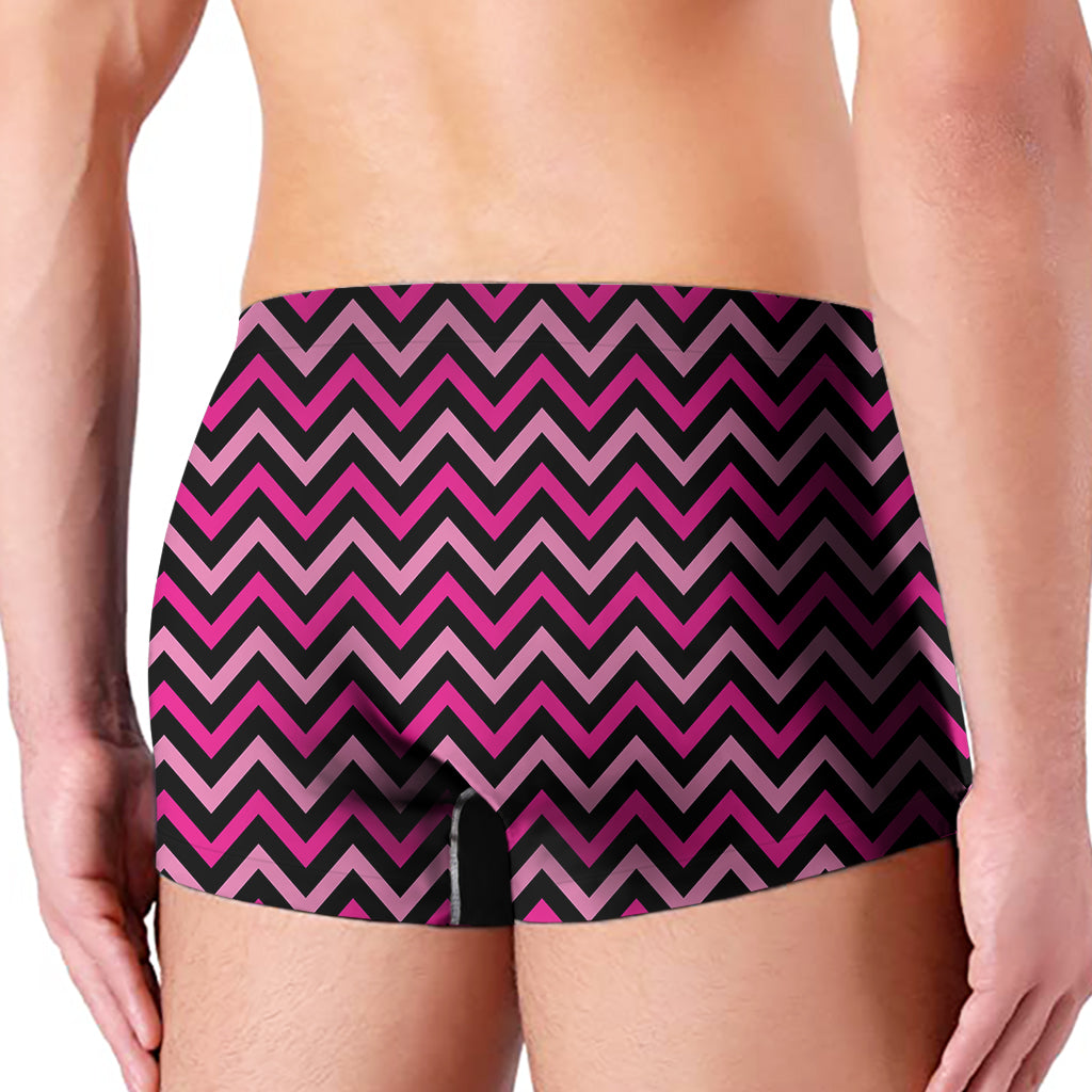 Hot Pink And Black Chevron Pattern Print Men's Boxer Briefs