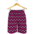 Hot Pink And Black Chevron Pattern Print Men's Shorts